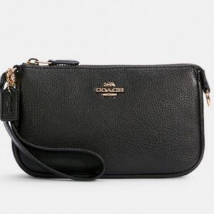 Coach black pebble leather Nolita wristlet clutch